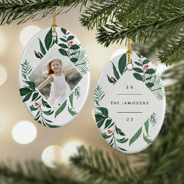 Bountilful botanik | Geometriskt foto för Elegant Julgransprydnad Keramik