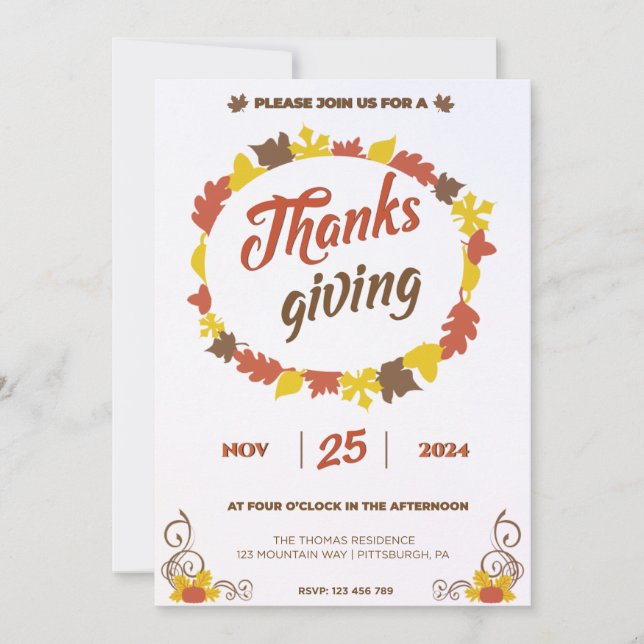 Bountiv fest i Leafy Pumpkin Löv på Crystal Inbjudningar (Framsida)