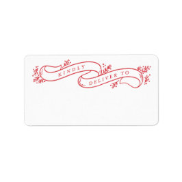 Bountivt Grenar Red and White Jul Ribbon Adressetikett