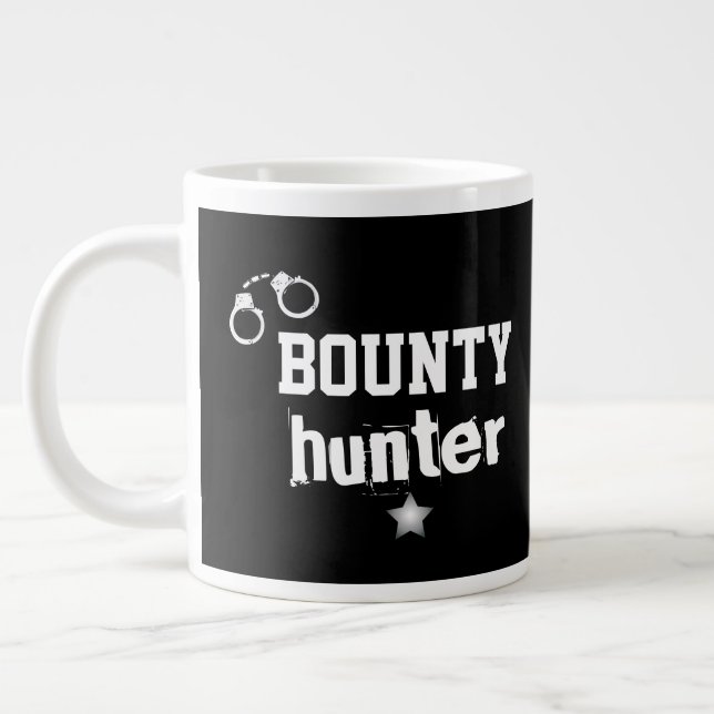 Bounty Hunter Handcuffs Bail Recovery Agent Black Jumbo Mugg (Vänster)