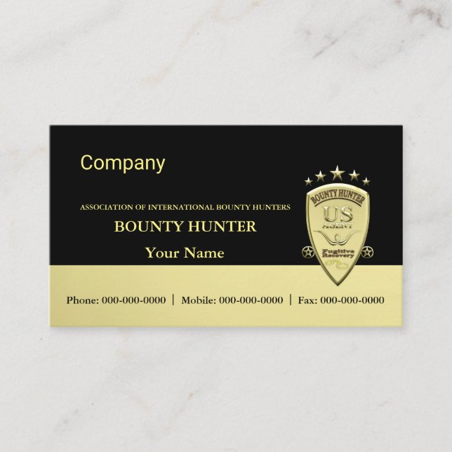 Bounty Hunter Visitkort (Framsida)
