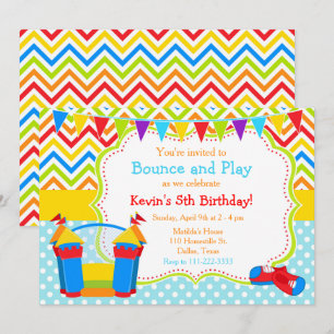 Bounury Bouncy Castle Birthday Blue Inbjudningar