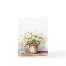 Bouquet-anteckningskort för vattenfärg-Daisy