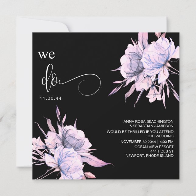 *~* Bouquet  AR15 Rosa Blommigt QR OSA BRÖLLOP Inbjudningar (Framsida)