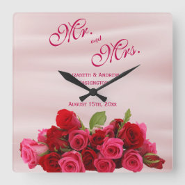 Bouquet av Romantic Röd ros Bröllop Fyrkantig Klocka