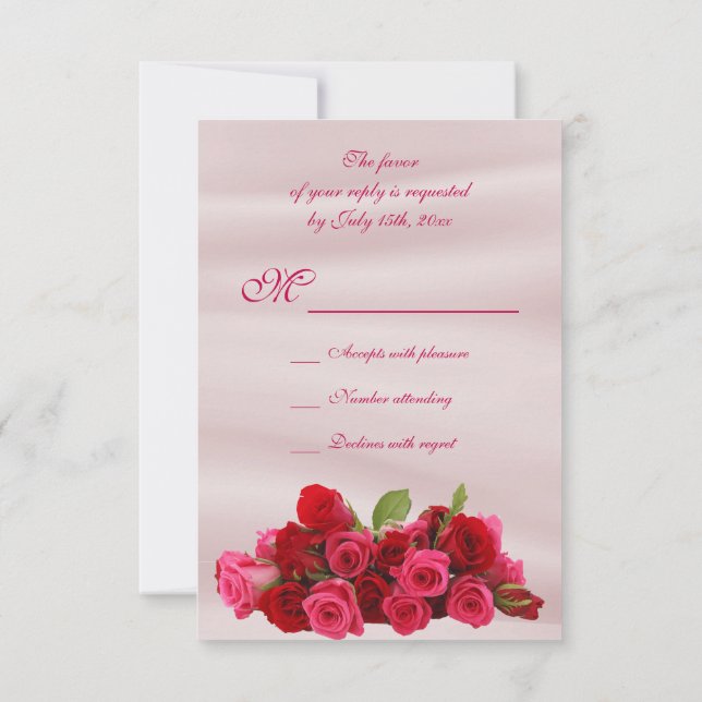 Bouquet av Romantic Röd ros födelsedag OSA Kort (Baksida)