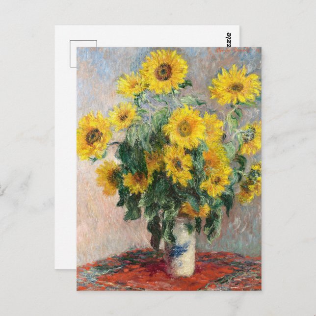 Bouquet av solblommor av Claude Monet Classic Vykort (Fram/baksida)
