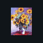 Bouquet av solblommor av Claude Monet, Vintage Art Canvastryck<br><div class="desc">Bouquet of Sunblommor (1881) av Claude Monet är en vintage blommigt för bra konst som fortfarande är livmålning. Gult blommar från trädgården. En bukett av sommarsäsongssolrosor i vas. Om konstnären: Claude Monet (1840-1926) var en av grundarna av den Fransk målningsrörelsen och de flesta av hans målningar var "en plein luft"...</div>