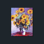 Bouquet av solblommor av Claude Monet, Vintage Art Canvastryck<br><div class="desc">Bouquet of Sunblommor (1881) av Claude Monet är en vintage blommigt för bra konst som fortfarande är livmålning. Gult blommar från trädgården. En bukett av sommarsäsongssolrosor i vas. Om konstnären: Claude Monet (1840-1926) var en av grundarna av den Fransk målningsrörelsen och de flesta av hans målningar var "en plein luft"...</div>
