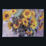 Bouquet av solblommor av Claude Monet, Vintage Art Kökshandduk<br><div class="desc">Bouquet of Sunblommor (1881) av Claude Monet är en vintage blommigt för bra konst som fortfarande är livmålning. Gult blommar från trädgården. En bukett av sommarsäsongssolrosor i vas. Om konstnären: Claude Monet (1840-1926) var en av grundarna av den Fransk målningsrörelsen och de flesta av hans målningar var "en plein luft"...</div>