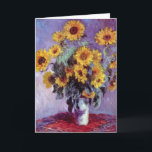 Bouquet av solblommor av Claude Monet, Vintage Art Kort<br><div class="desc">Bouquet of Sunblommor (1881) av Claude Monet är en vintage blommigt för bra konst som fortfarande är livmålning. Gult blommar från trädgården. En bukett av sommarsäsongssolrosor i vas. Om konstnären: Claude Monet (1840-1926) var en av grundarna av den Fransk målningsrörelsen och de flesta av hans målningar var "en plein luft"...</div>