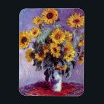 Bouquet av solblommor av Claude Monet, Vintage Art Magnet<br><div class="desc">Bouquet of Sunblommor (1881) av Claude Monet är en vintage blommigt för bra konst som fortfarande är livmålning. Gult blommar från trädgården. En bukett av sommarsäsongssolrosor i vas. Om konstnären: Claude Monet (1840-1926) var en av grundarna av den Fransk målningsrörelsen och de flesta av hans målningar var "en plein luft"...</div>