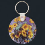 Bouquet av solblommor av Claude Monet, Vintage Art Nyckelring<br><div class="desc">Bouquet of Sunblommor (1881) av Claude Monet är en vintage blommigt för bra konst som fortfarande är livmålning. Gult blommar från trädgården. En bukett av sommarsäsongssolrosor i vas. Om konstnären: Claude Monet (1840-1926) var en av grundarna av den Fransk målningsrörelsen och de flesta av hans målningar var "en plein luft"...</div>
