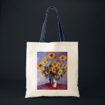 Bouquet av solblommor av Claude Monet, Vintage Art Tygkasse<br><div class="desc">Bouquet of Sunblommor (1881) av Claude Monet är en vintage blommigt för bra konst som fortfarande är livmålning. Gult blommar från trädgården. En bukett av sommarsäsongssolrosor i vas. Om konstnären: Claude Monet (1840-1926) var en av grundarna av Franskens imponerande målningsrörelse och de flesta av hans målningar var "en plein luft"...</div>