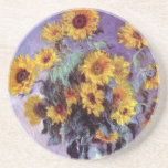 Bouquet av solblommor av Claude Monet, Vintage Art Underlägg Sandsten<br><div class="desc">Bouquet of Sunblommor (1881) av Claude Monet är en vintage blommigt för bra konst som fortfarande är livmålning. Gult blommar från trädgården. En bukett av sommarsäsongssolrosor i vas. Om konstnären: Claude Monet (1840-1926) var en av grundarna av den Fransk målningsrörelsen och de flesta av hans målningar var "en plein luft"...</div>