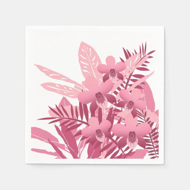 Bouquet av tropiska växter av rosa pappersservett (Framsidan)