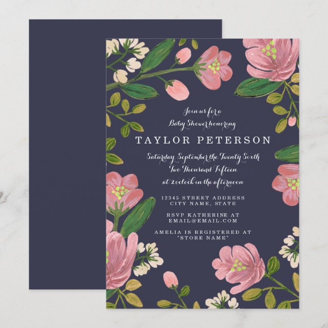  Bouquet Baby Shower Inbjudningar (Fram/baksida)