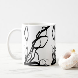 Bouquet Blanc: Abstrakt vit och svart Kaffemugg