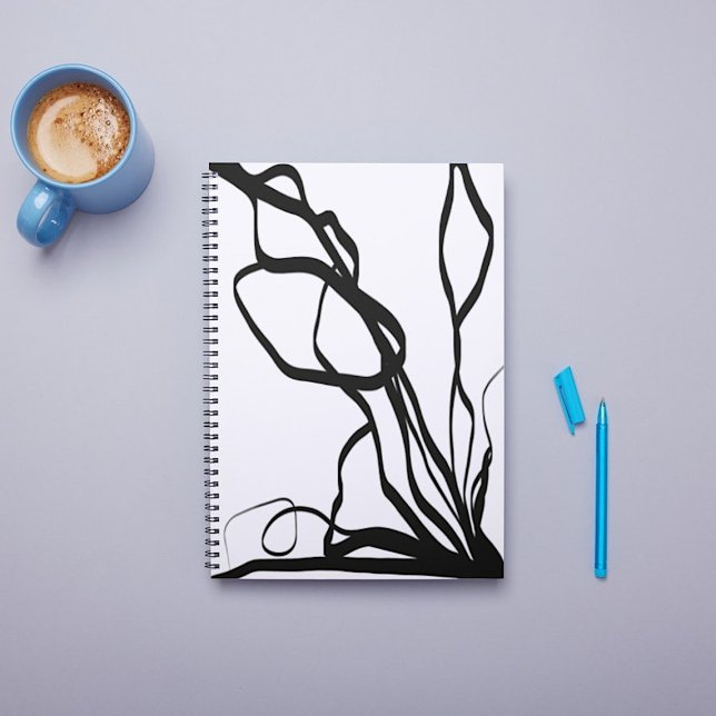 Bouquet Blanc: Abstrakt White & Black Anteckningsbok (Skapare uppladdad)