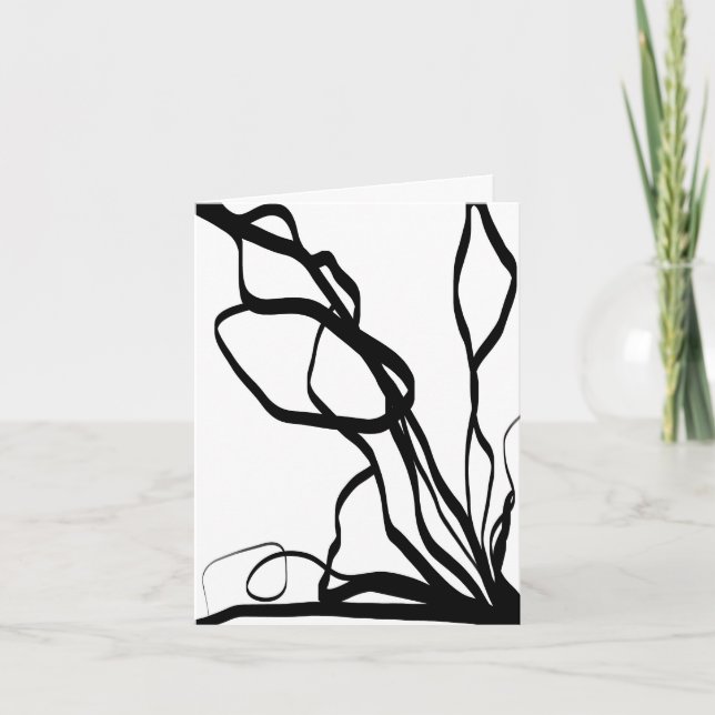 Bouquet Blanc: Abstrakt White & Black Anteckningskort (Framsida)