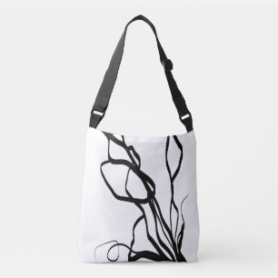 Bouquet Blanc: Abstrakt White & Black Axelväska