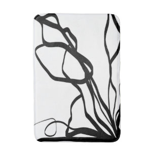 Bouquet Blanc: Abstrakt White & Black Badrumsmatta