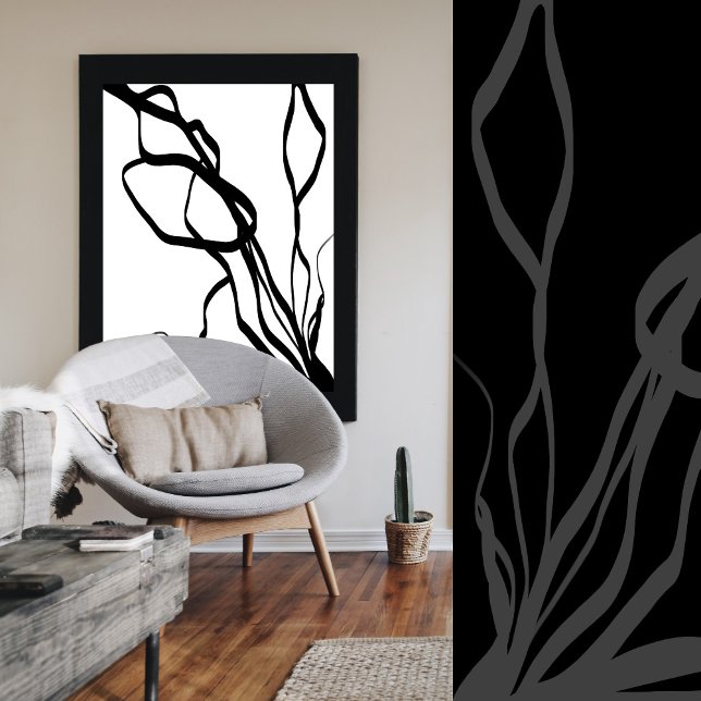 Bouquet Blanc: Abstrakt White & Black Canvastryck (Skapare uppladdad)