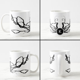 Bouquet Blanc: Abstrakt White & Black Kaffemugg