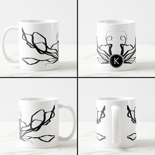 Bouquet Blanc: Abstrakt White & Black Kaffemugg