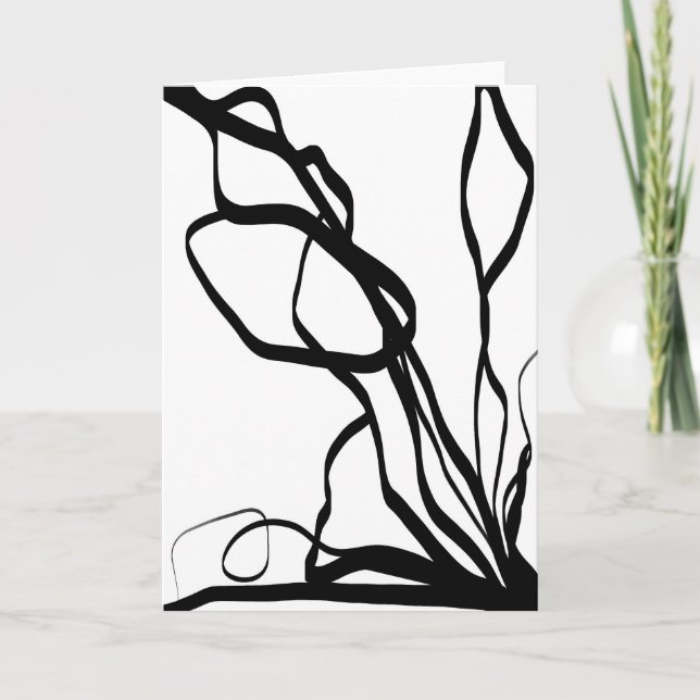 Bouquet Blanc: Abstrakt White & Black Kort (Framsida)
