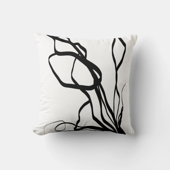 Bouquet Blanc: Abstrakt White & Black Kudde (Framsida)