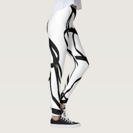 Bouquet Blanc: Abstrakt White & Black Leggings