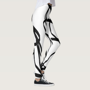 Bouquet Blanc: Abstrakt White & Black Leggings