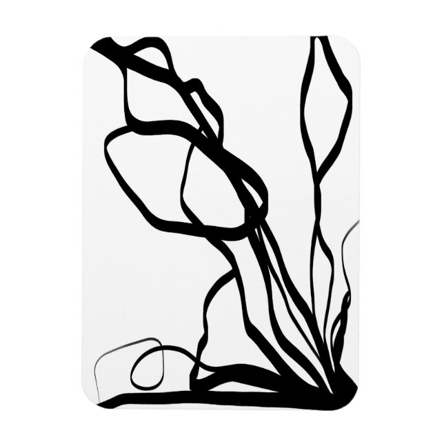 Bouquet Blanc: Abstrakt White & Black Magnet (Vertikal)