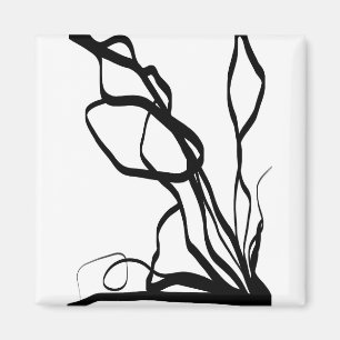 Bouquet Blanc: Abstrakt White & Black Magnet