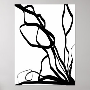 Bouquet Blanc: Abstrakt White & Black Poster