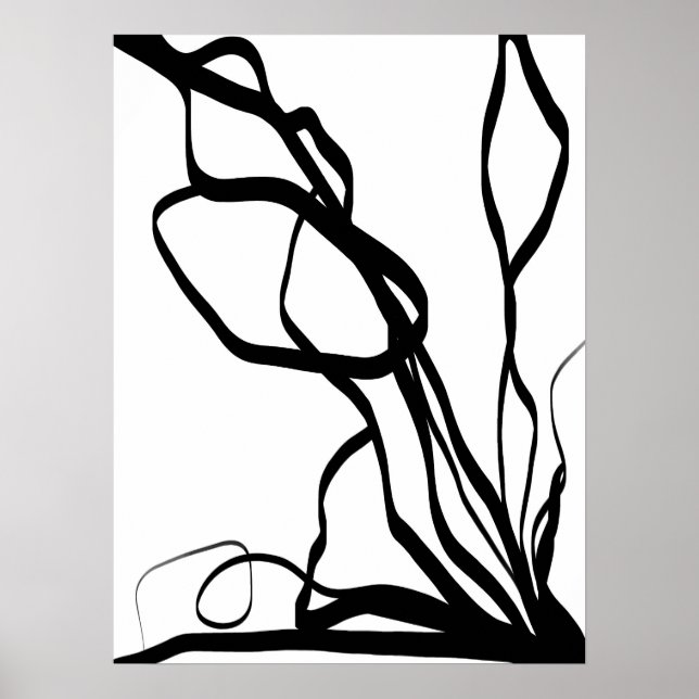 Bouquet Blanc: Abstrakt White & Black Poster (Framsidan)