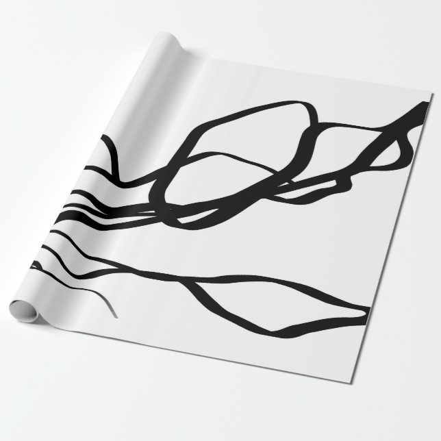 Bouquet Blanc: Abstrakt White & Black Presentpapper (Utrullad)