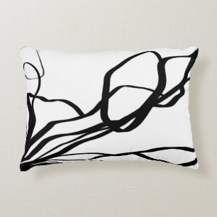 Bouquet Blanc: Abstrakt White & Black Prydnadskudde
