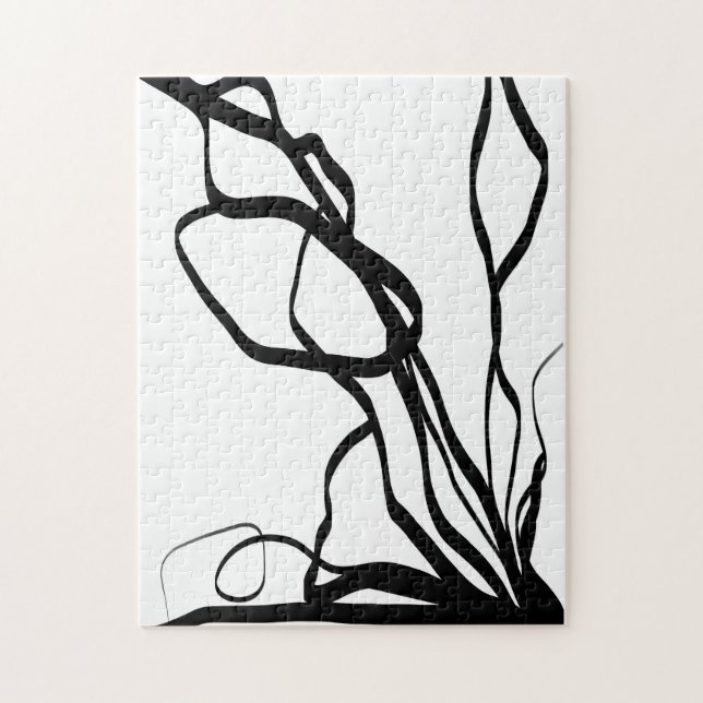 Bouquet Blanc: Abstrakt White & Black Pussel (Vertikal)
