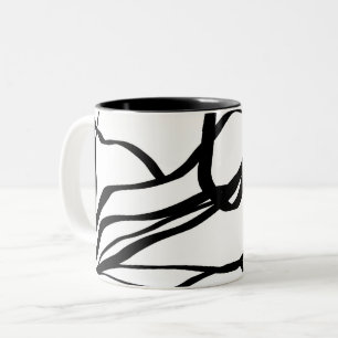 Bouquet Blanc: Abstrakt White & Black Två-Tonad Mugg
