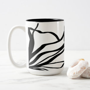 Bouquet Blanc: Abstrakt White & Black Två-Tonad Mugg