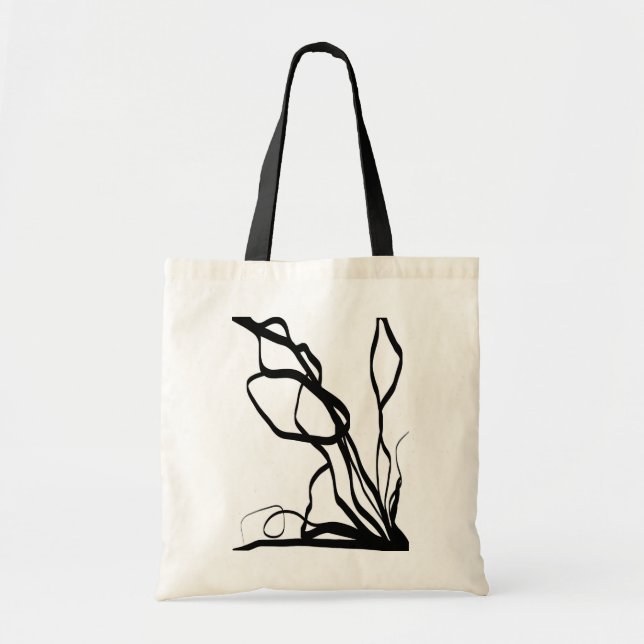 Bouquet Blanc: Abstrakt White & Black Tygkasse (Framsidan)