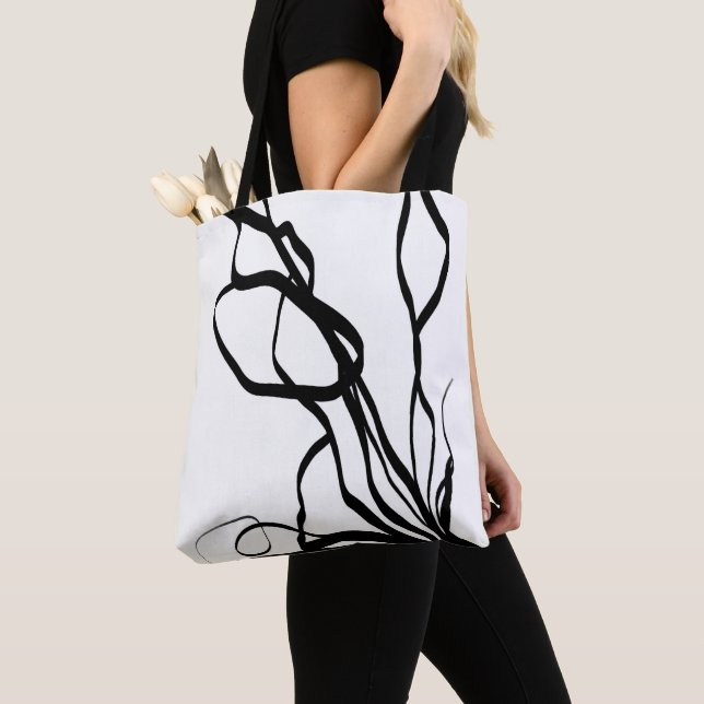 Bouquet Blanc: Abstrakt White & Black Tygkasse (Närbild)