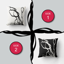 Bouquet Blanc & Noir: Abstrakt White & Black Kudde
