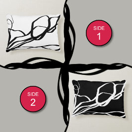 Bouquet Blanc & Noir: Abstrakt White & Black Prydnadskudde