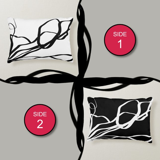 Bouquet Blanc & Noir: Abstrakt White & Black Prydnadskudde (Skapare uppladdad)