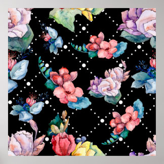 Bouquet blommigt botaniska blommor. Vild vår löv Poster
