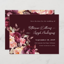 Bouquet Blommigt Burgundy Bröllop spara datum