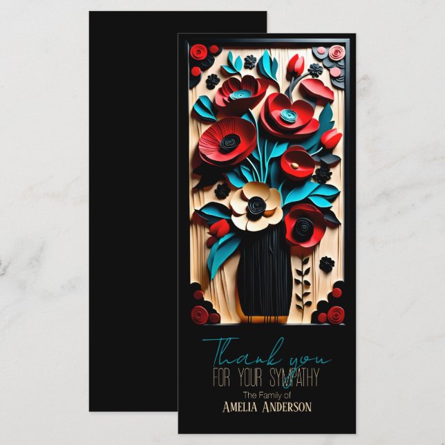 Bouquet Blommigt Folk Art stil Sympathy Tack C (Fram/baksida)